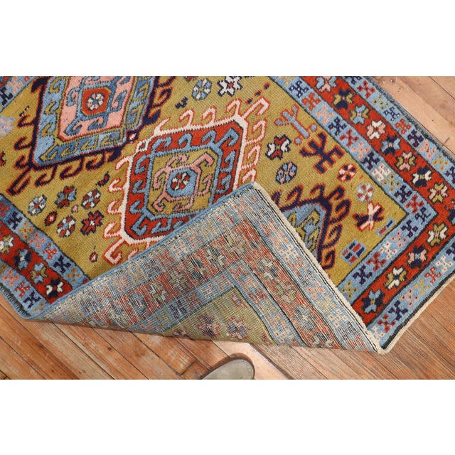 Early 20th Century Early 20th Century Mustard Field Tribal Persian Heriz Square Rug - 3'5" x 4'3" For Sale - Image 5 of 6