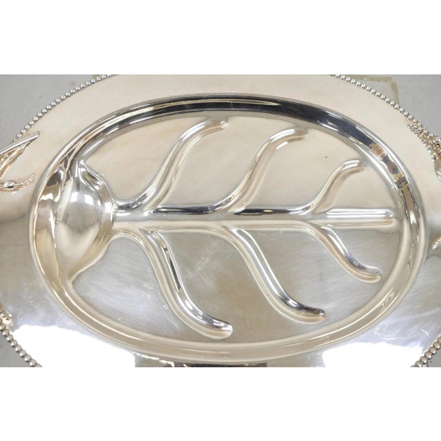 Vintage LBS Co English Art Nouveau Meat Cutlery Silver Plated Serving Platter Tray For Sale - Image 4 of 12