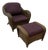 French Vintage Wicker Armchair With Ottoman by Chez Pluie For Sale