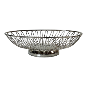 1970s Vintage Hollywood Regency Boho Chic Silverplate Wire Bread Basket Serving Dish
