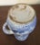 Antique 18th c. Delft tin glaze faience tankard mug in the Chinese taste. Decorated with a continuous landscape scene....