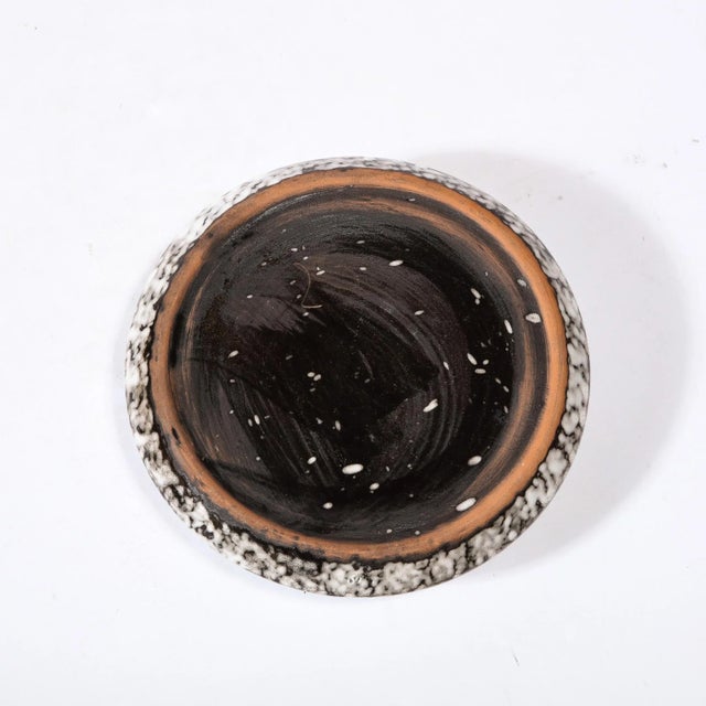 Mid-Century Modernist White and Earth Toned Ceramic Vase with Flower Frog For Sale - Image 9 of 13