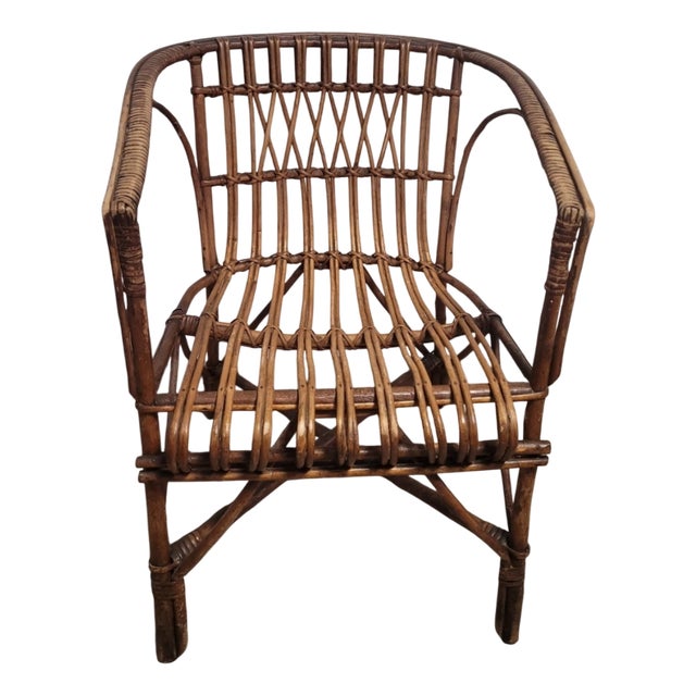 Vintage Bamboo Armchair with Bracket For Sale