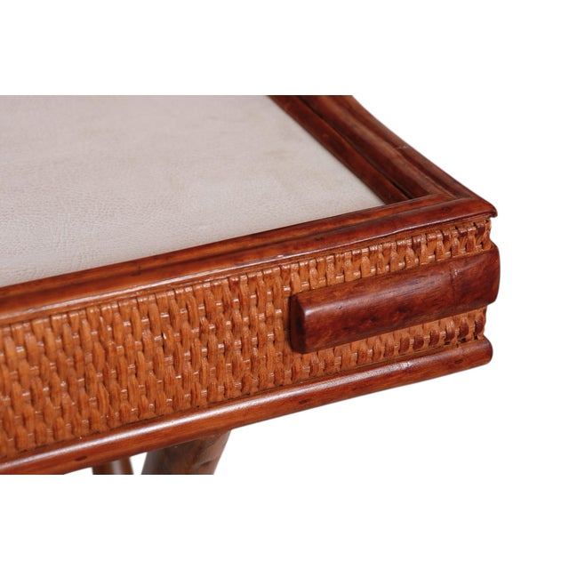 Brown Rattan Campaign Writing Desk For Sale - Image 8 of 10