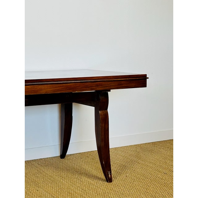 Brown Art Deco Dining Table in Walnut and Diamond Marquetry, France, 1940s For Sale - Image 8 of 18