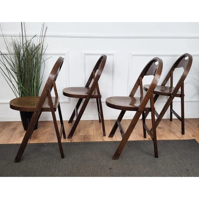 Mid-Century B 751 Folding Chairs in Wood from Thonet, 1960s, Set of 4 For Sale - Image 6 of 9