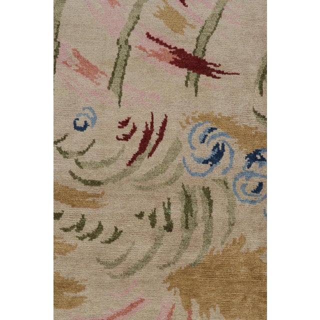 2010s Rug & Kilim’s French Style Art Deco Rug in Gold & Beige Patterns For Sale - Image 5 of 7