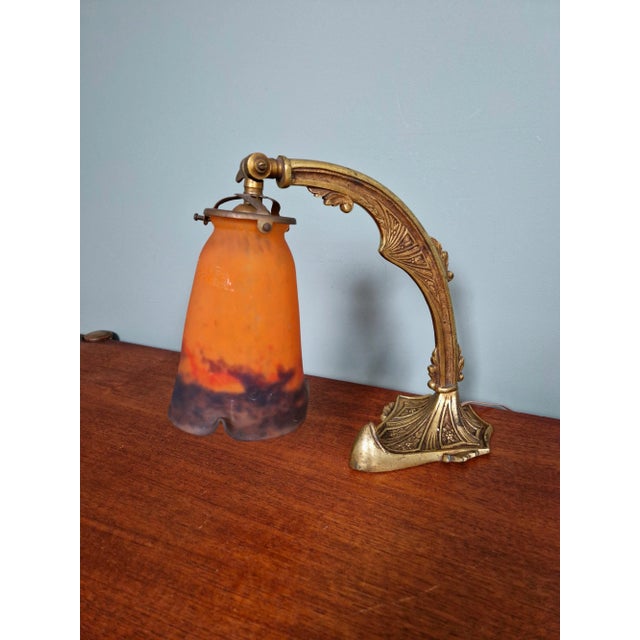 Art Deco Gilt Bronze and Marble Glass Desk Lamp from Muller Frères, 1920s For Sale - Image 9 of 18