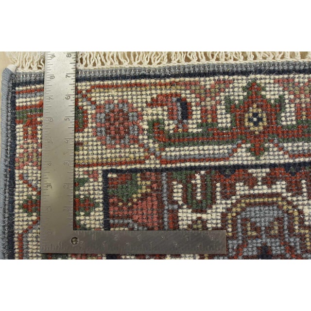 Blue Heriz Rug 2′ X 3’1” Blue Wool Tribal Hand-Knotted Oriental Carpet For Sale - Image 8 of 8