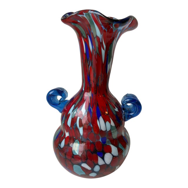 Stunning, Authentic Mid-Century Murano Glass Patchwork Millefiori Vase, Toric Fratelli Toso Furnace (Murano, Italy). . For Sale