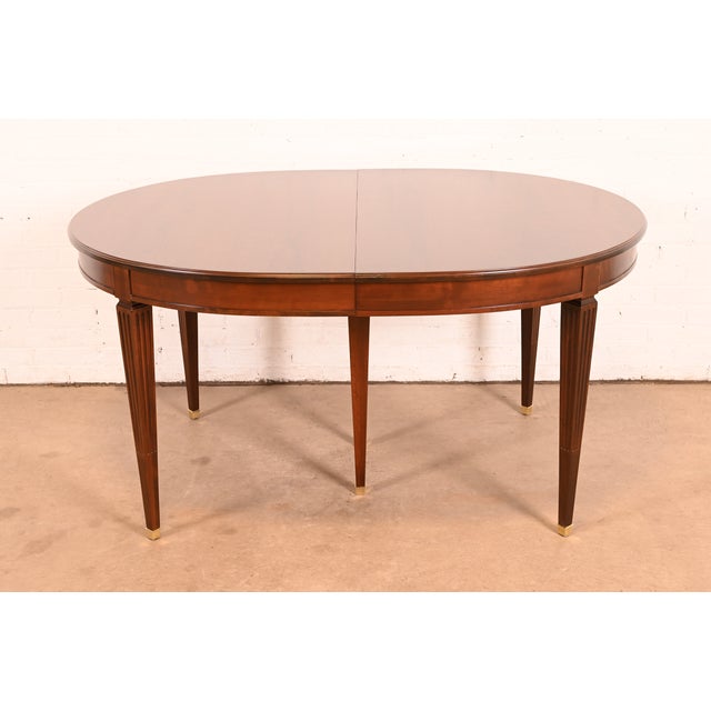 Wood Kindel Furniture French Regency Louis XVI Cherry Wood Extension Dining Table, Newly Refinished For Sale - Image 7 of 15