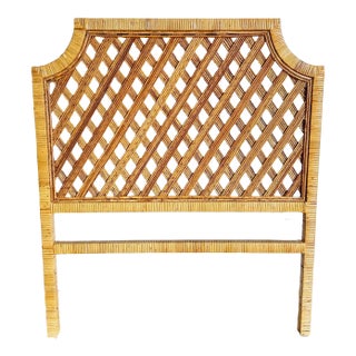 Boho Chic Rattan and Reed Twin Headboard For Sale