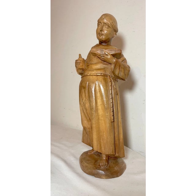 Up for sale is a wonderful antique hand carved wooden Folk Art religious sculpture. It's carved out of a solid block of...