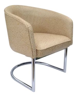C.1960''s Milo Baughman Chrome Tub Club Chair - Newly Upholstered "To the Trade," Townsend Leather Gauffrage Embossed Upholstery