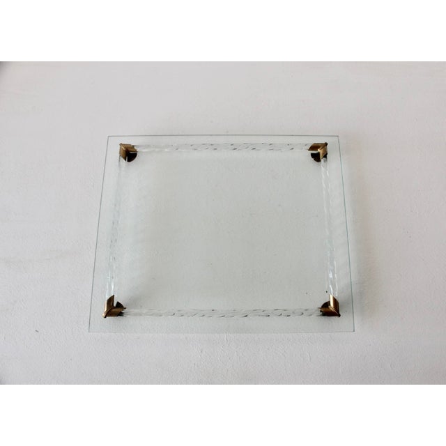 Murano Style Glass Vanity Tray Brass Twisted Lanyard Vintage Mid-Century For Sale - Image 10 of 12