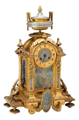 Gilded Bronze and Cloisonné Enamel Table Clock