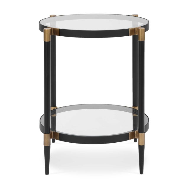 Black Chadid Round Glass Side Table For Sale - Image 8 of 8
