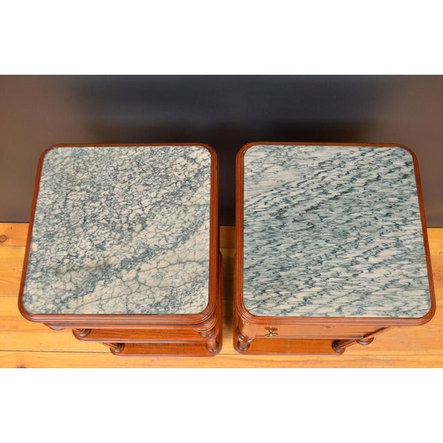 Antique Marble Topped and Satinwood Bedside Tables, 1900, Set of 2 For Sale - Image 9 of 17
