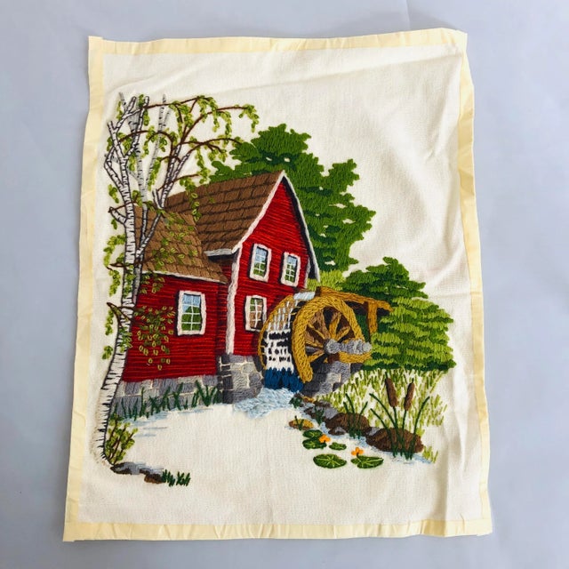 1960s Vintage Handmade Embroidered Textile For Sale - Image 5 of 5