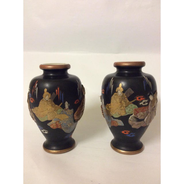 Ceramic Satsuma Vases, Late 19th Century, Set of 2 For Sale - Image 4 of 15