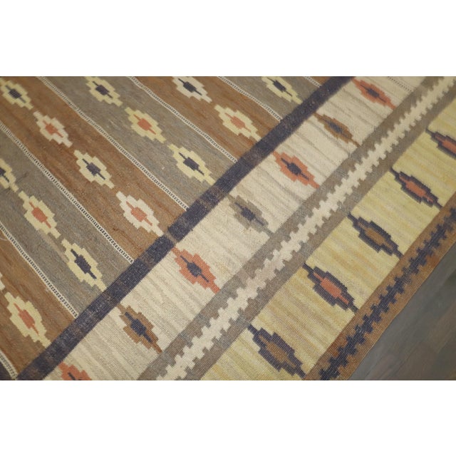 Vintage Zabihi Collection Room Size Rustic Swedish Kilim - 8'5" x 10'5" For Sale - Image 9 of 11