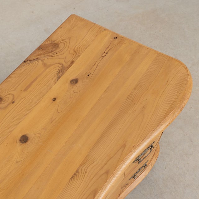 Wood 19th Century Danish Pine Curved Chest of Three Drawers For Sale - Image 7 of 15