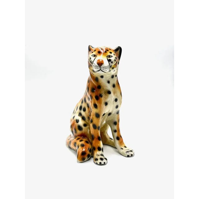 Vintage Italian Ceramic Cheetah Sculpture, 1960s, in Flawless conditions. Designed 1960 to 1969