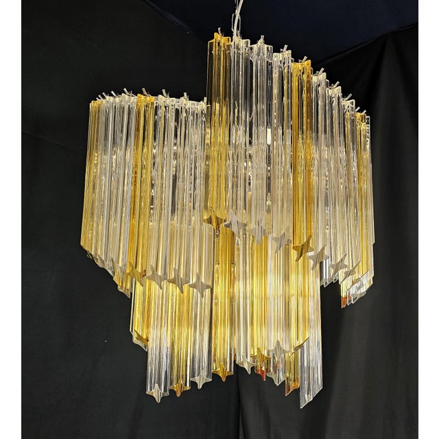 Glass Vintage Chandelier with Quadrihedral Murano Glass Prisms, 2004 For Sale - Image 7 of 12