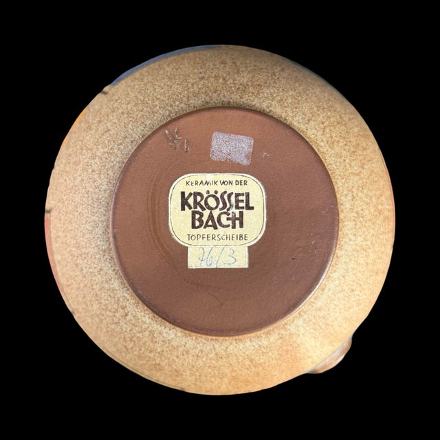 Ceramic Vintage Mid-Century Modern West German Fat Lava Jug Pitcher Hand-Painted Krösselbach Keramik For Sale - Image 7 of 7