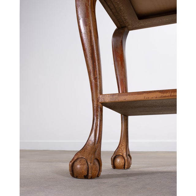 English Queen Anne Style Walnut Two-Tier Console Table 6 Ft For Sale - Image 10 of 18