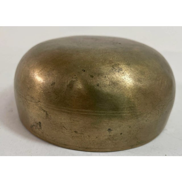 Brass Vintage Asian Bronze Singing Hammered Bowl For Sale - Image 8 of 12