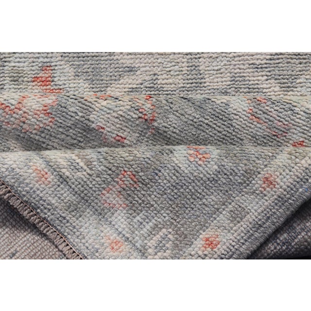 All-Over Floral Design Turkish Oushak Rug in Soft Gray and Blush Tones For Sale - Image 9 of 10