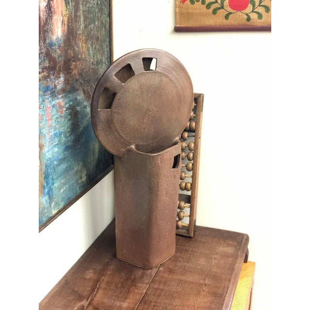 One of a kind Vintage Mid century modern Industrial Signed Ceramic Sculpture.