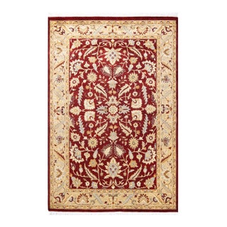 Mogul, One-of-a-Kind Hand-Knotted Area Rug - Red, 4' 3" x 6' 3" For Sale