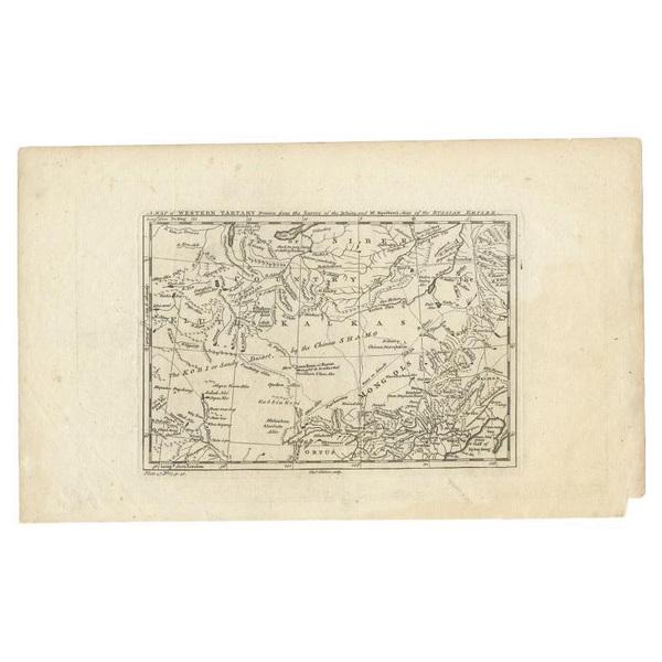 Antique map titled 'A Map of Western Tartary Drawn from the Survey of the Jesuits and Mr. Kyrillow's Map of the Russian...