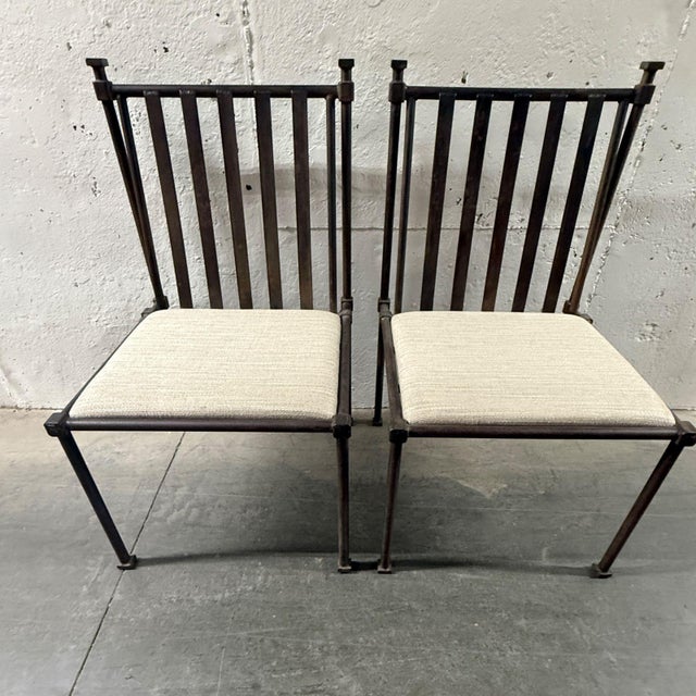 Pair Antique Iron Chairs With Holly Hunt Upholstery For Sale In Washington DC - Image 6 of 10