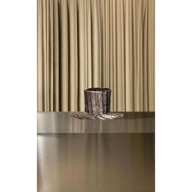El 04 Cake Stand in Metal-Plated Hand-Woven Wicker by Caspal For Sale - Image 4 of 7