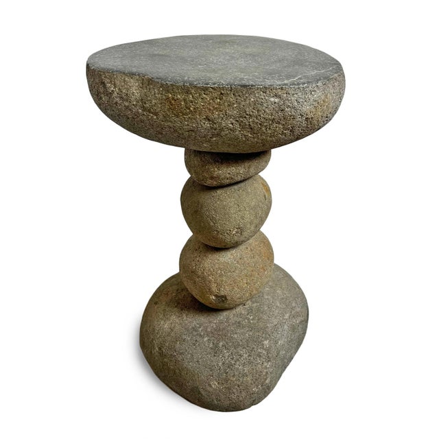 Early 21st Century Vintage River Rock Stack Outdoor Side Table Stool For Sale - Image 5 of 5