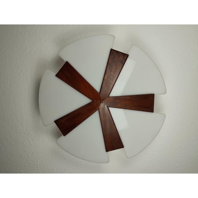 Scandinavian Style Teak and Plastic Ceiling Light, 1960s For Sale - Image 5 of 11