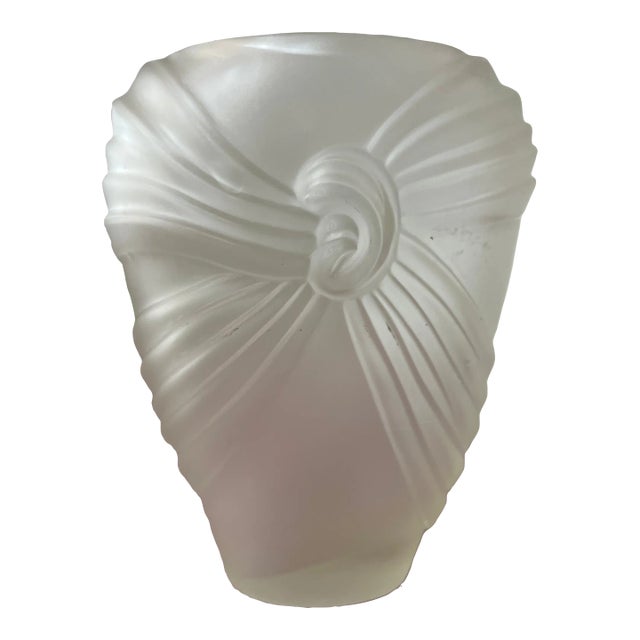 1980 Frosted Drape Glass Vase For Sale