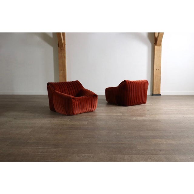 Mid-Century Modern Sandra Lounge Chairs in Velvet by Annie Hieronimus for Cinna, France, 1970s, Set of 2 For Sale - Image 3 of 15