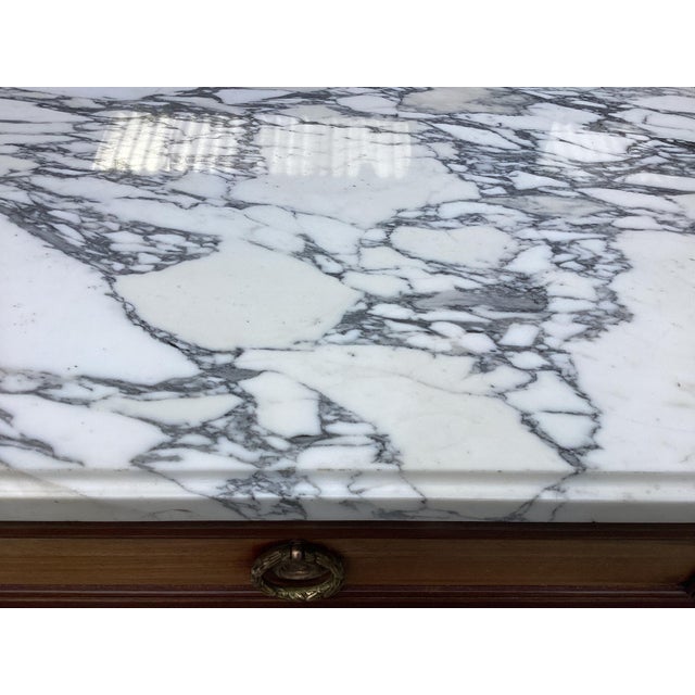 French Louis XVI-style Credenza W/Carrara Marble Top For Sale - Image 4 of 9