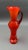Vintage Mid Century Italian Red Flame Art Glass Handled Sculptural Pitcher. Measures approximately 5" long, 4" wide, 15...