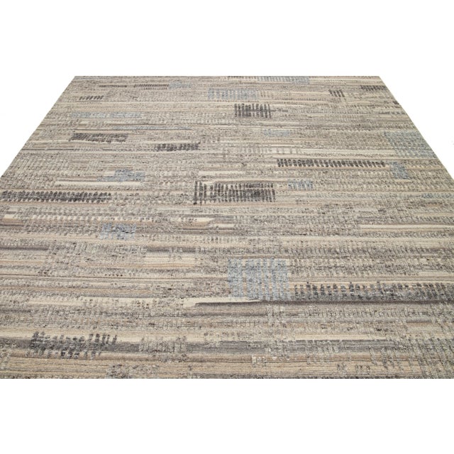 Modern Moroccan Style Beige Wool Rug Featuring a Geometric Design by Apadana For Sale In New York - Image 6 of 10