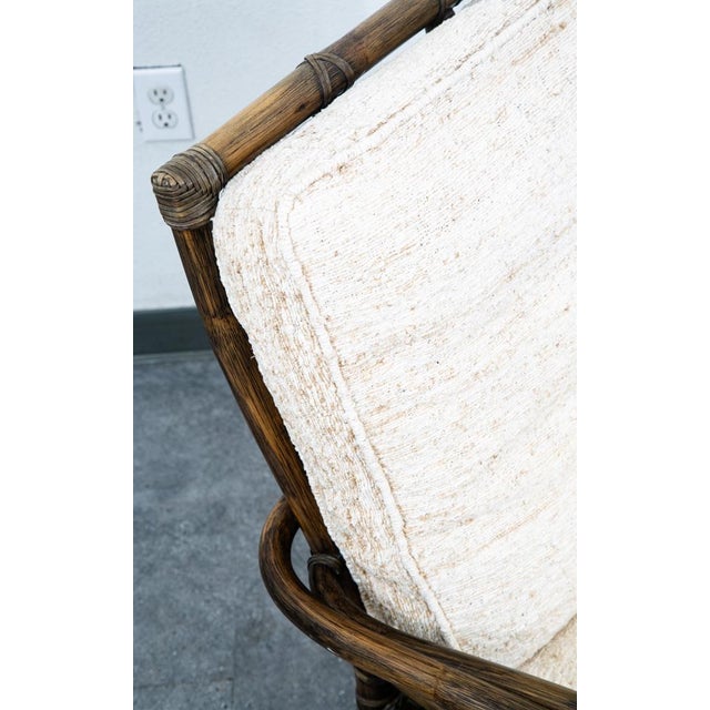 Mid Century Modern Lounge Chair McGuire Bamboo Boho Swivel Rattan Basket For Sale - Image 9 of 12