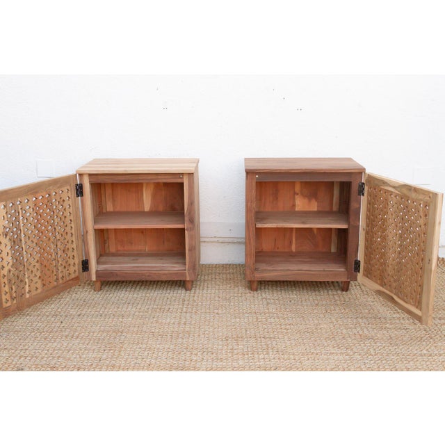 Set of 2 Reclaimed Teak Jali Nightstands For Sale - Image 4 of 8