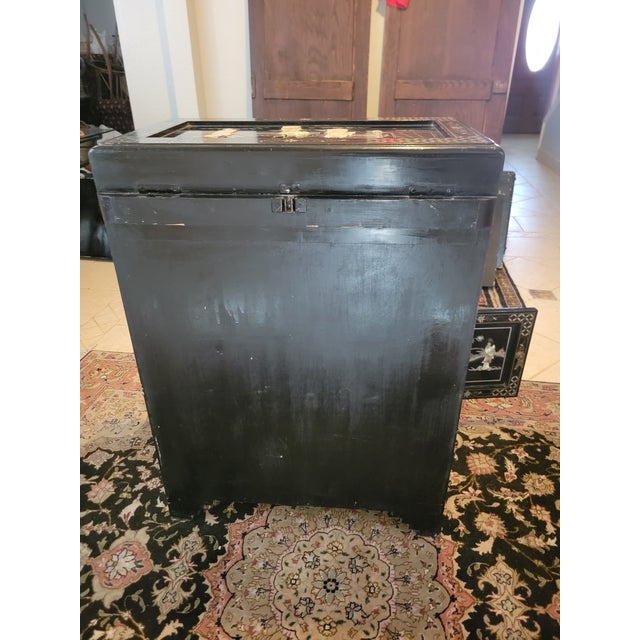 Mid 20th Century Black Lacquer Asian Cabinet For Sale - Image 4 of 12