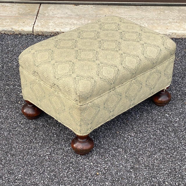 Antique Ottoman on Turned Bun Feet Chairish
