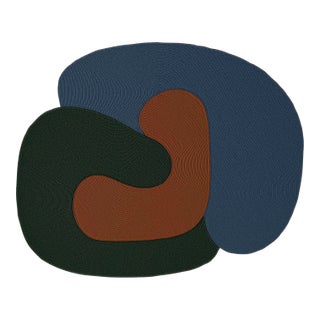 Riff Rug, 4x6ft, Multicolor F: Hunter Green, Burnt Orange, Medium Blue, From Souda, Braided, Coiled Wool Area Rug For Sale