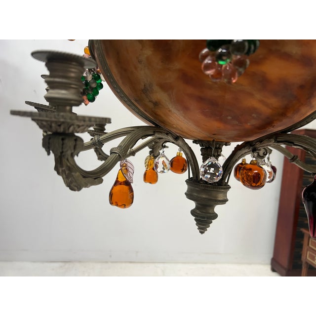 Brown 19th Century Napoleon III Bronze and Alabaster Chandelier with Eight Lights For Sale - Image 8 of 18